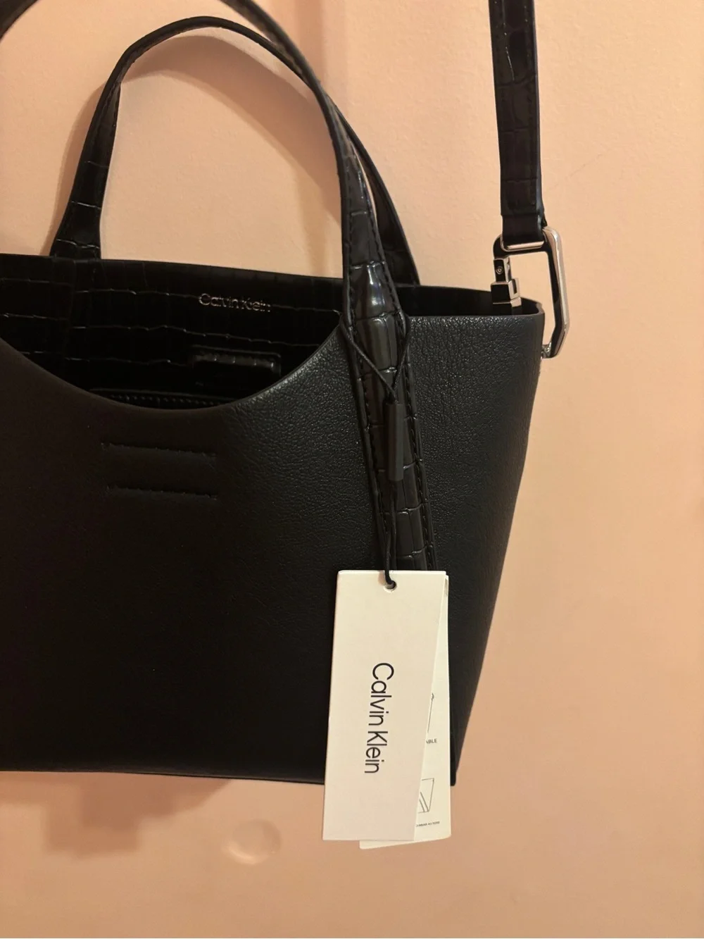 Black Leather Crossbody Calvin Klein Tote